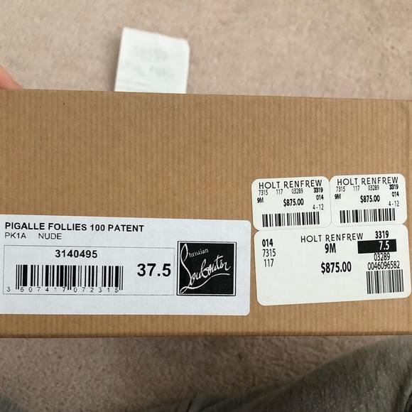 Christian Louboutin Pigalle Follies 100 Nude Patent Heels - Picture 5 of 13